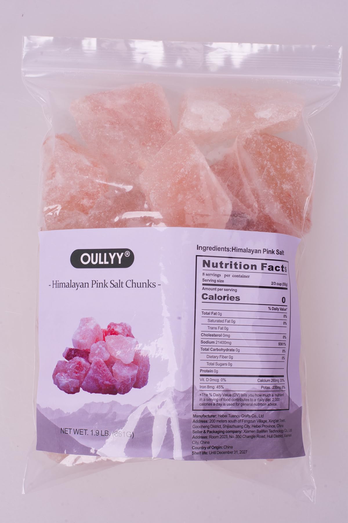 Himalayan Pink Salt Chunks 100% Natural Solid Mineral Rock Salt Chunks 1.2 to 2 Inches |1.9 Lbs Bag of Chunks