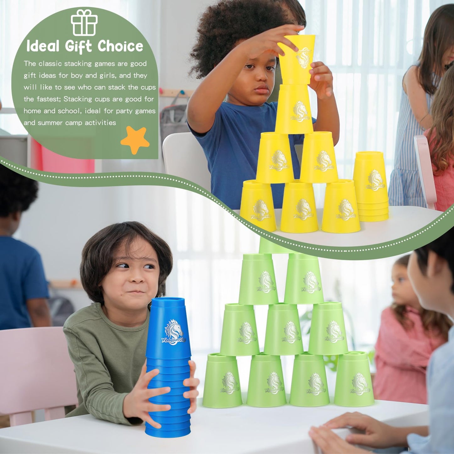 Libima 72 Pcs Sports Stacking Cups Set Stack Cup Party Game Speed Training Game for Adult Family Party Challenge Competition Travel Gift, 6 Colors