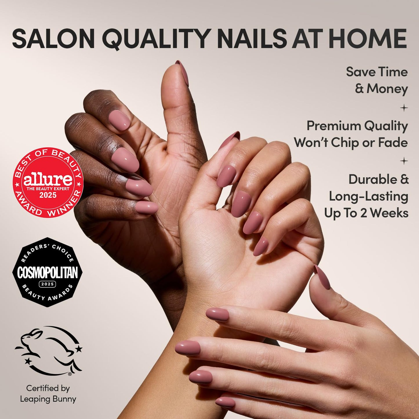Glamnetic Press-On Nails Bundle - Mauve Affair & Fall Mauve | 2 Muted Purple Fake Nails in Medium Coffin & Short Oval | Durable, Salon-Quality Nail Kits
