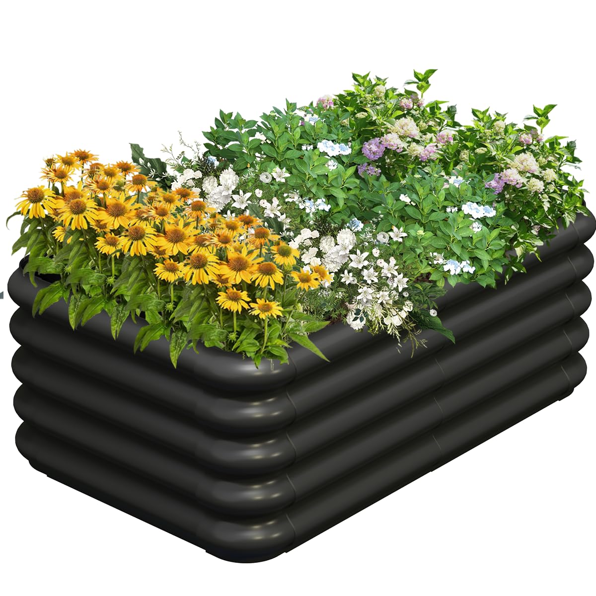 Tigerden 3x1.8x1ft Raised Garden Bed Kit for Outdoors, Rustproof PP Raised Planter Box, Large Garden Box Flower Bed with Press-Fit Assembly, Gardening Containers for Vegetables Flowers Herbs, Balck