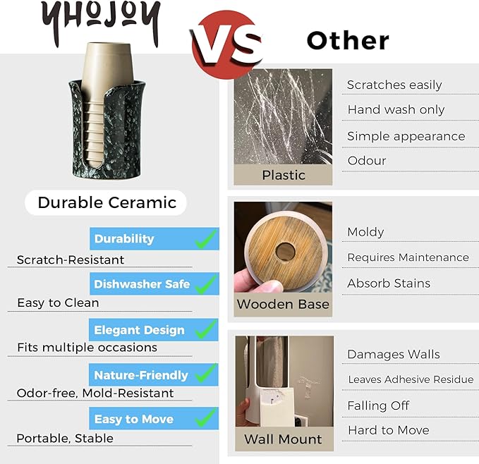 Bathroom Cup Dispenser 3 Oz, Ceramic Bathroom Cup Holder Mouthwash Cup Dispenser, Small Paper Cup Dispenser for Bathroom Vanity Countertop, Black