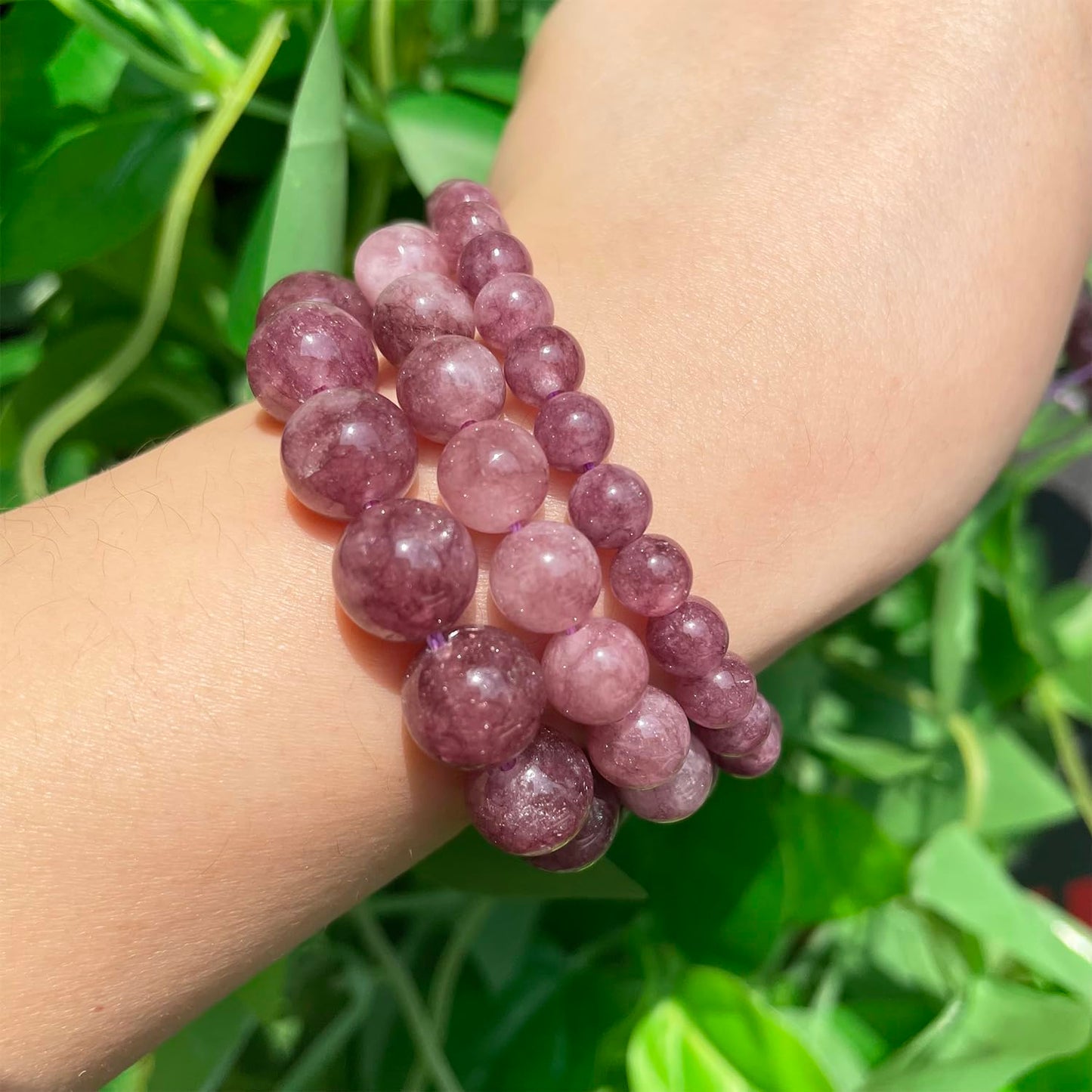 Yochus 45pcs Lepidolite Stone Beads，8mm Healing Power Natural Stone Round Loose Beads for Jewelry Making Earring Necklace DIY Crafts