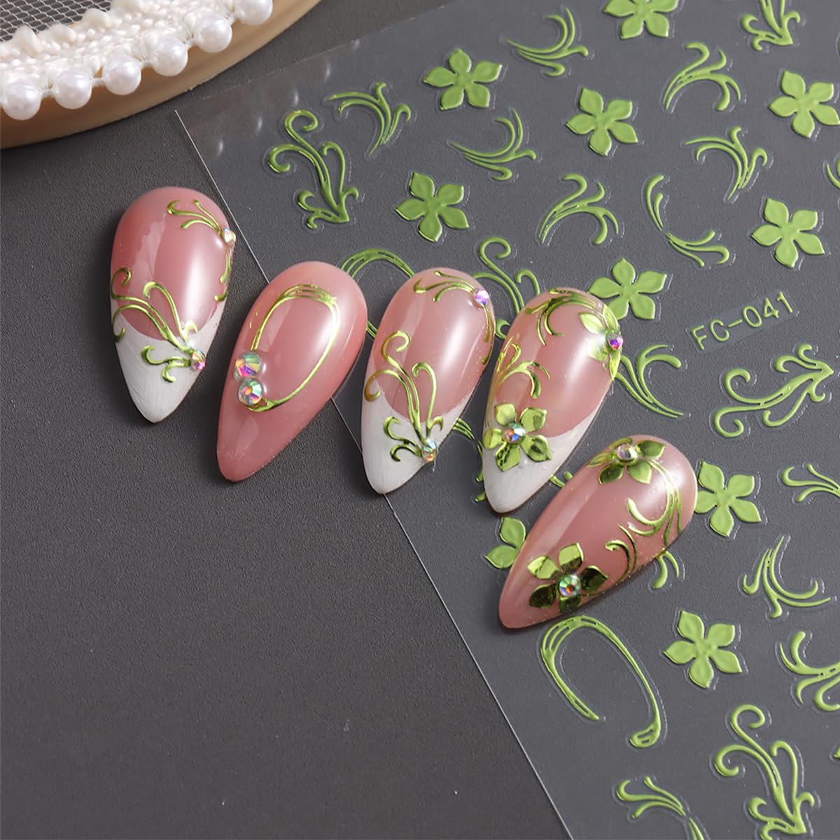 8 Sheets Spring Floral Nail Art Stickers Flower Nail Stickers with Hot Stamping Design 3D Self-Adhesive Flowers Grass Branches Nail Decals for Women Spring Summer DIY Manicure Supplies