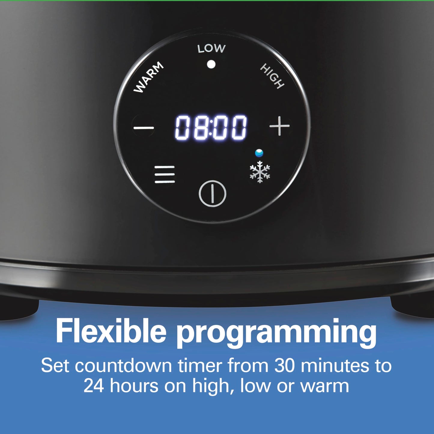 Hamilton Beach 6 Quart Set & Forget Programmable Slow Cooker with Defrost Function, Flexible Programming, Adjustable Countdown Timer, Large Dishwasher Safe Stoneware Crock and Glass Lid, Black (33765)