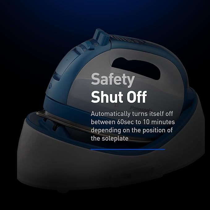 Panasonic Cordless Iron, Portable 360-Degree Freestyle Dry/Steam Iron with Precision Tips and Stainless Steel Soleplate, Anti-Calc and Anti-Drip, Power Base and Carrying/Storage - NI-QL1000A (Blue)