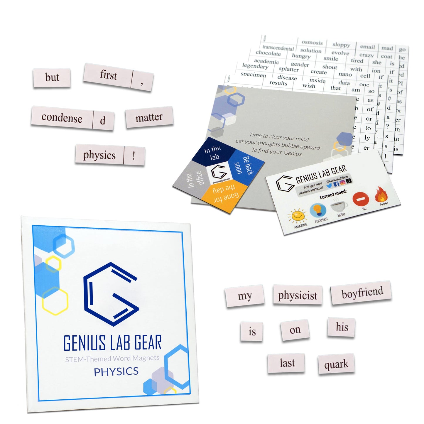Physics Word Magnets Kit - Funny Nerdy Poetry Set for College to PhD & Professional Physicists - Ideal Cool Geek Gifts for Office Refrigerator-Magnetic White Board - Perfect for STEM Students & Adults
