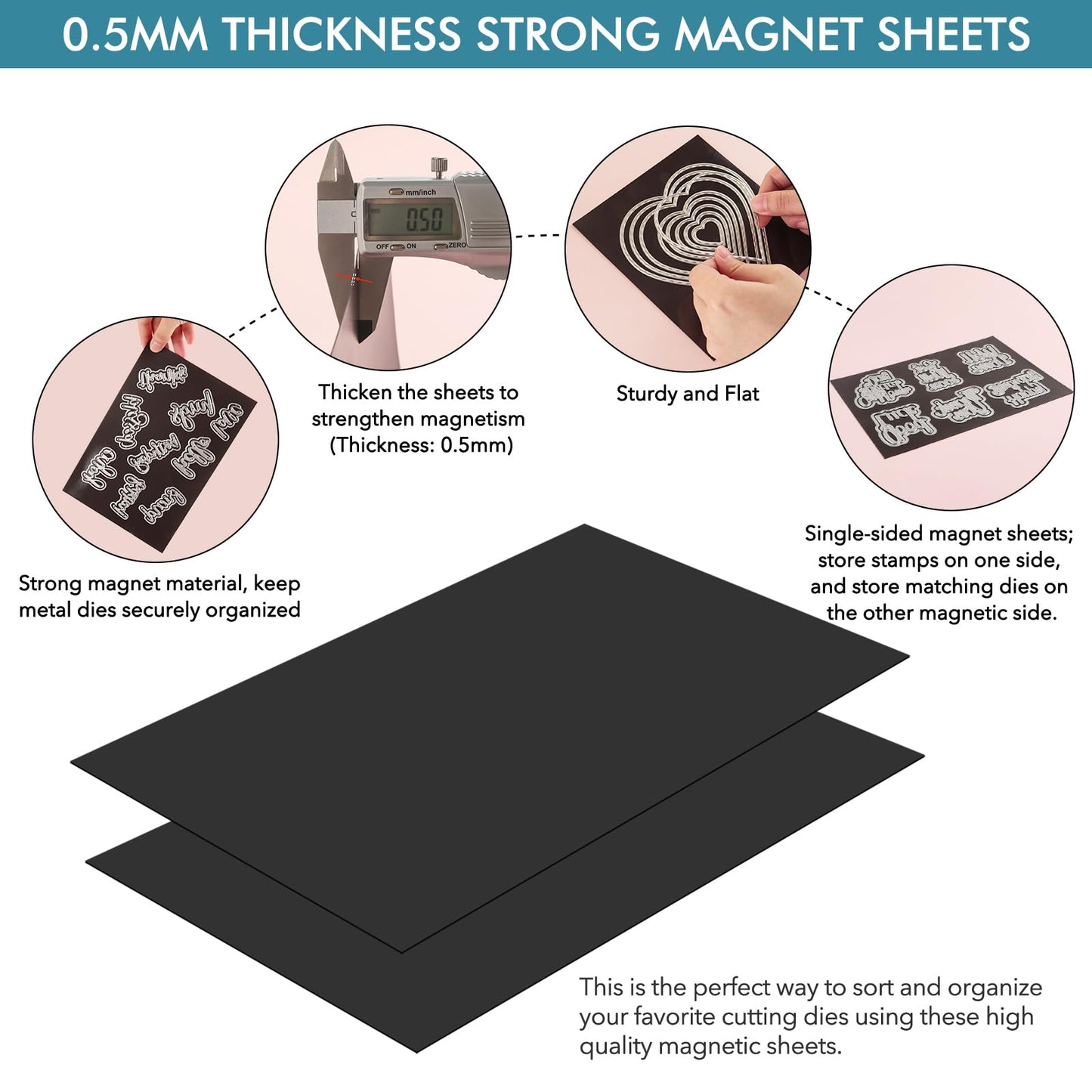 BAOFALI 5Pcs/Set A4 11.7x8.2inch Sheets Rubber Soft Magnet Sheet for Metal Cutting Dies Storage Orangize Crafts Tool Scrapbooking Arts and Crafts Flexible Placement Mats(Thickness0.5mm)