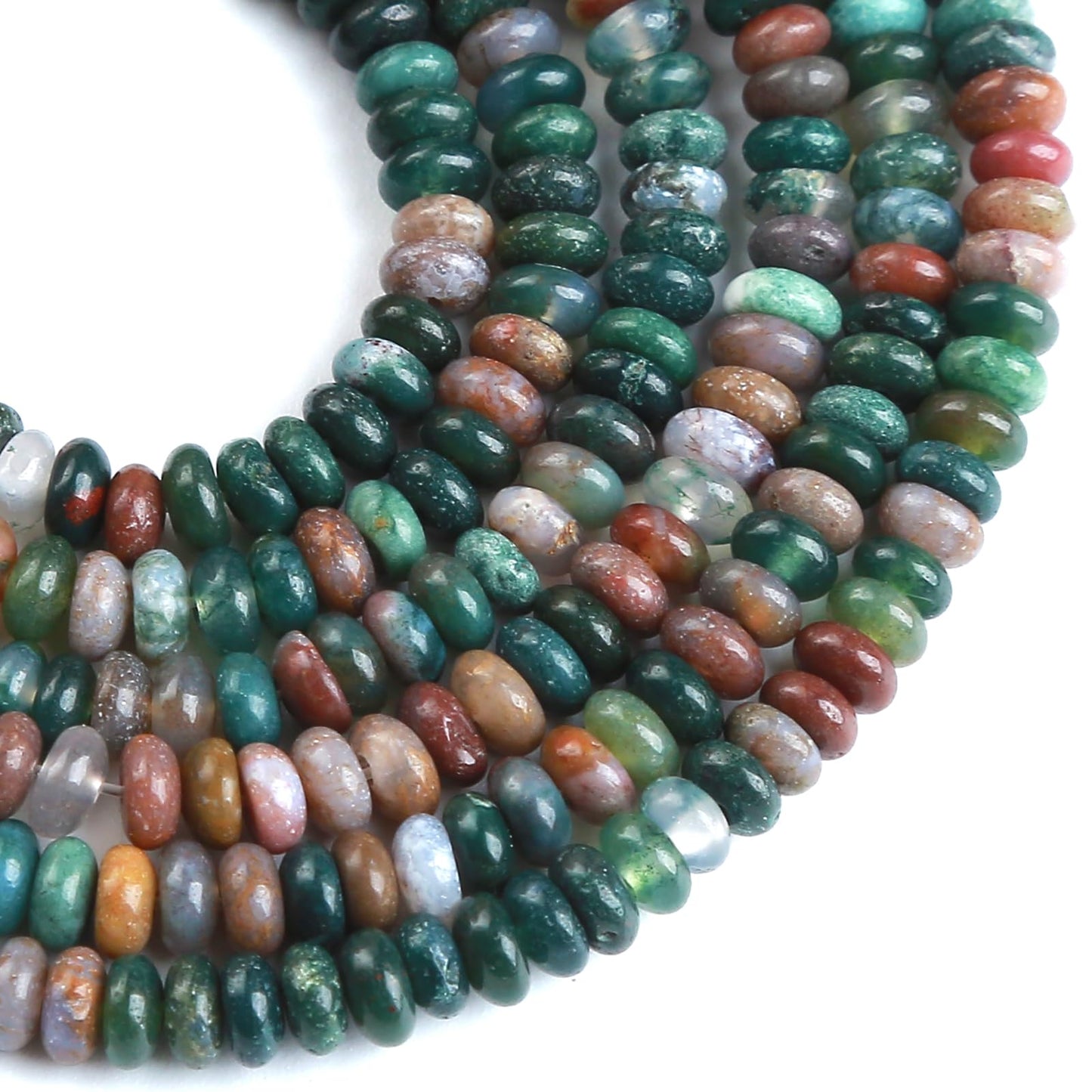 150PCS 2x4mm Natural Indian Agate Rondelle Beads Abacus Disk Stone Beads Round Loose Spacer Gemstone Beads for DIY Bracelet Necklace Jewelry Making