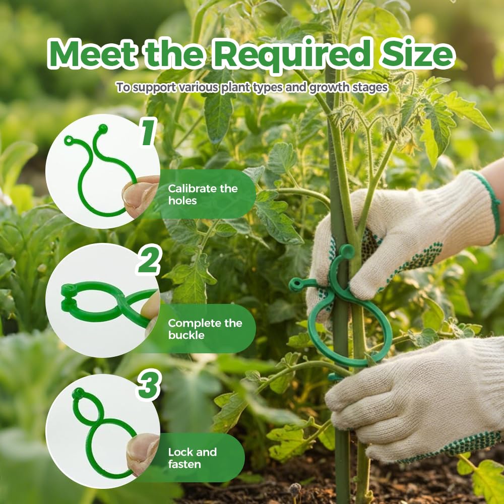 muxou Plant Stem Support,Plastic Plant Clips for Climbing Plants,Tomato Vine Clips,Plant Fixing Clips,Garden Clips (Green 50pcs)