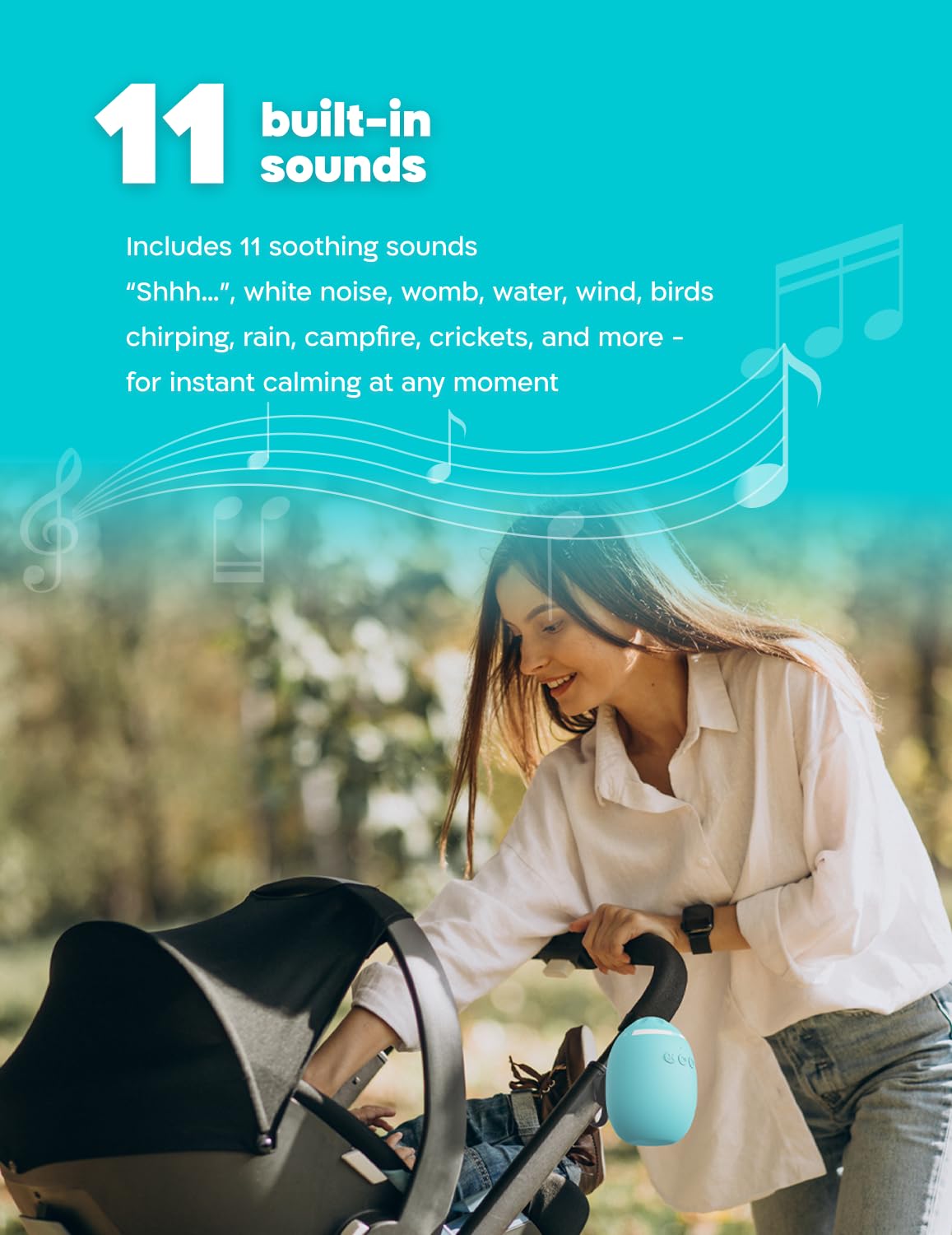 Biamba Automatic Baby Rocker for Stroller - Multi-Function Universal Stroller Rocker & White Noise Sound Machine for Baby, Rocking Device & Portable Sound Machine Travel w/Built-in Sounds & Speaker