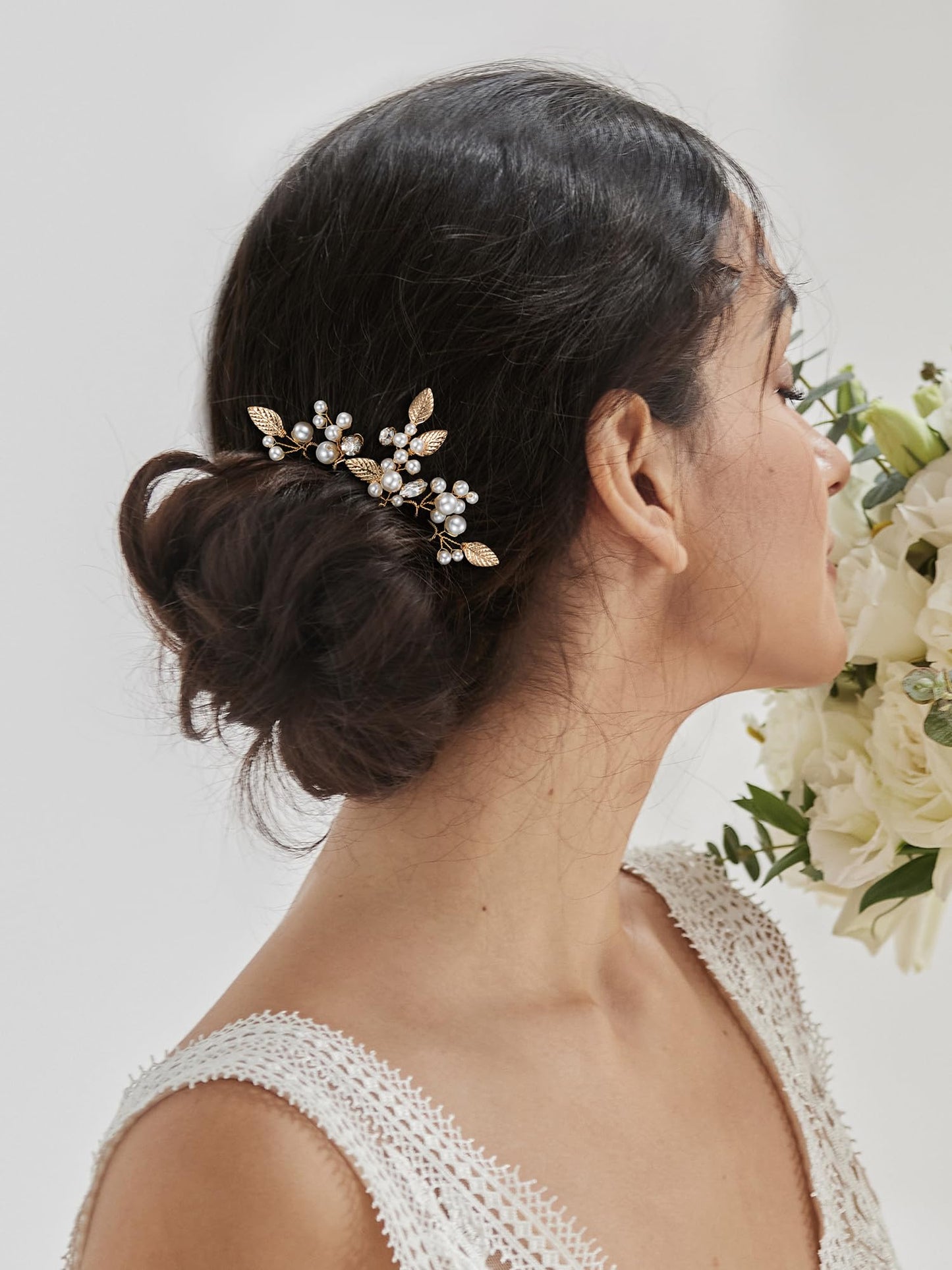 SWEETV 9 Pieces Bride Hair Accessories Pearl Wedding Hair Pins Leaf Bridal Hair Piece Vintage Hair Headpiece Leaf Hair Clips Jewelry for Women Bridesmaids Brides Flower Girls