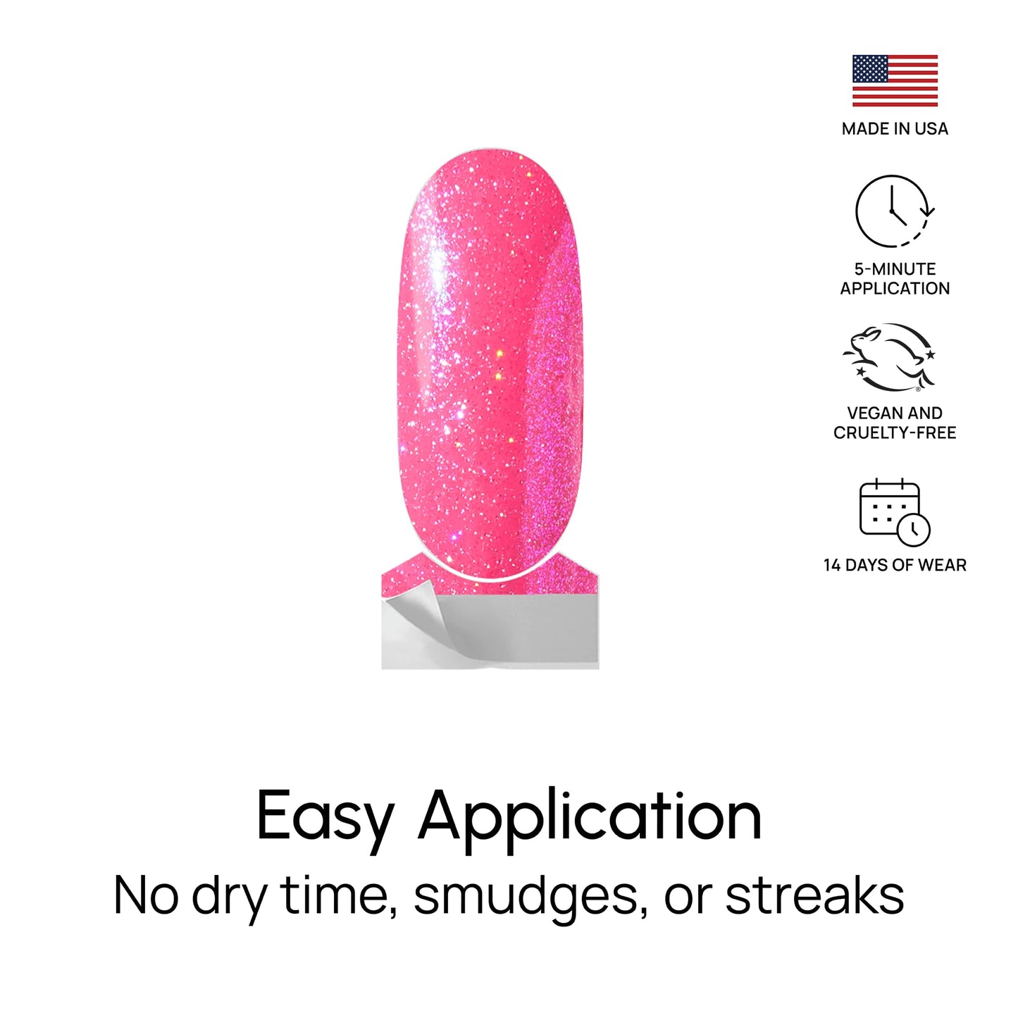 Color Street - Hollywood Glamour - Hot Pink Glitter Nails with Blue Flash, Real Nail Polish Strips, Sparkle Manicure Style - 16 Double-Ended Strips