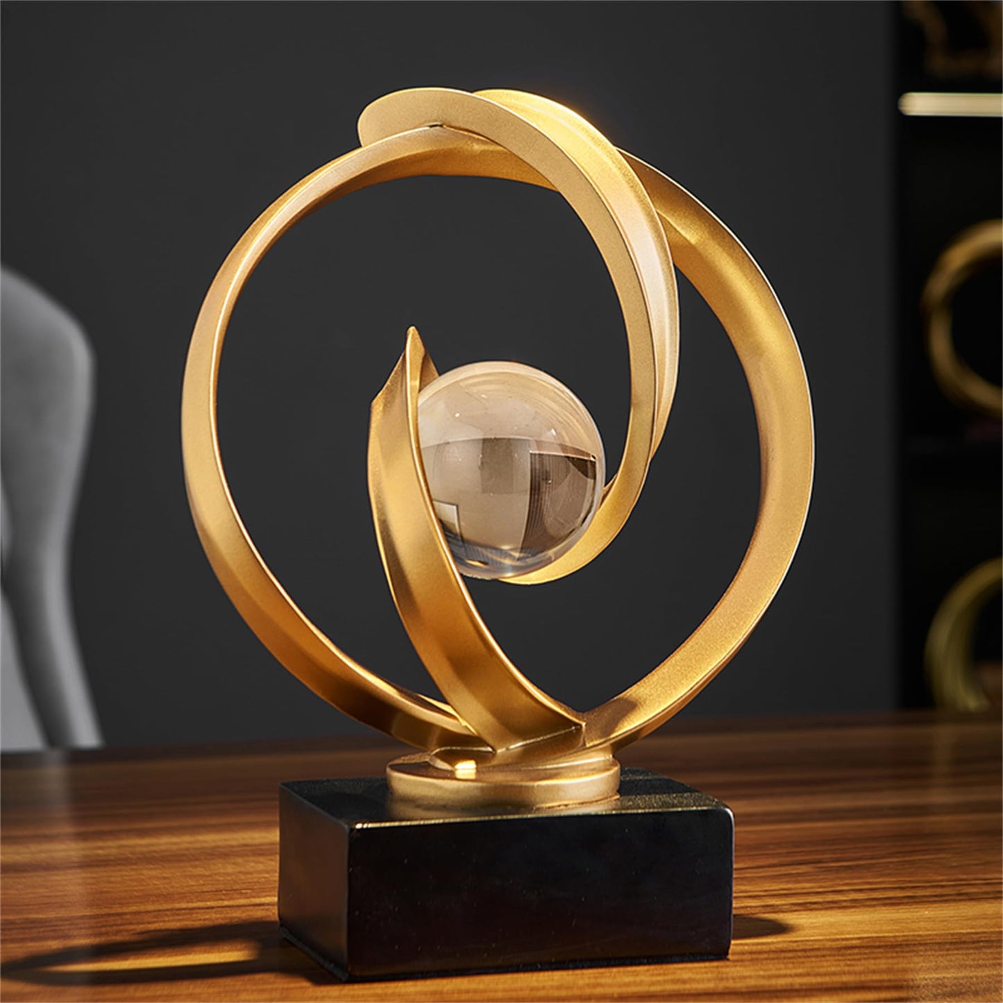 AWNR Gold Abstract Sculpture House Decor Aesthetic - Home Décor Accents for Nightstand, Shelves, Dining Room, Entryway Table, Office, Desk Accessories