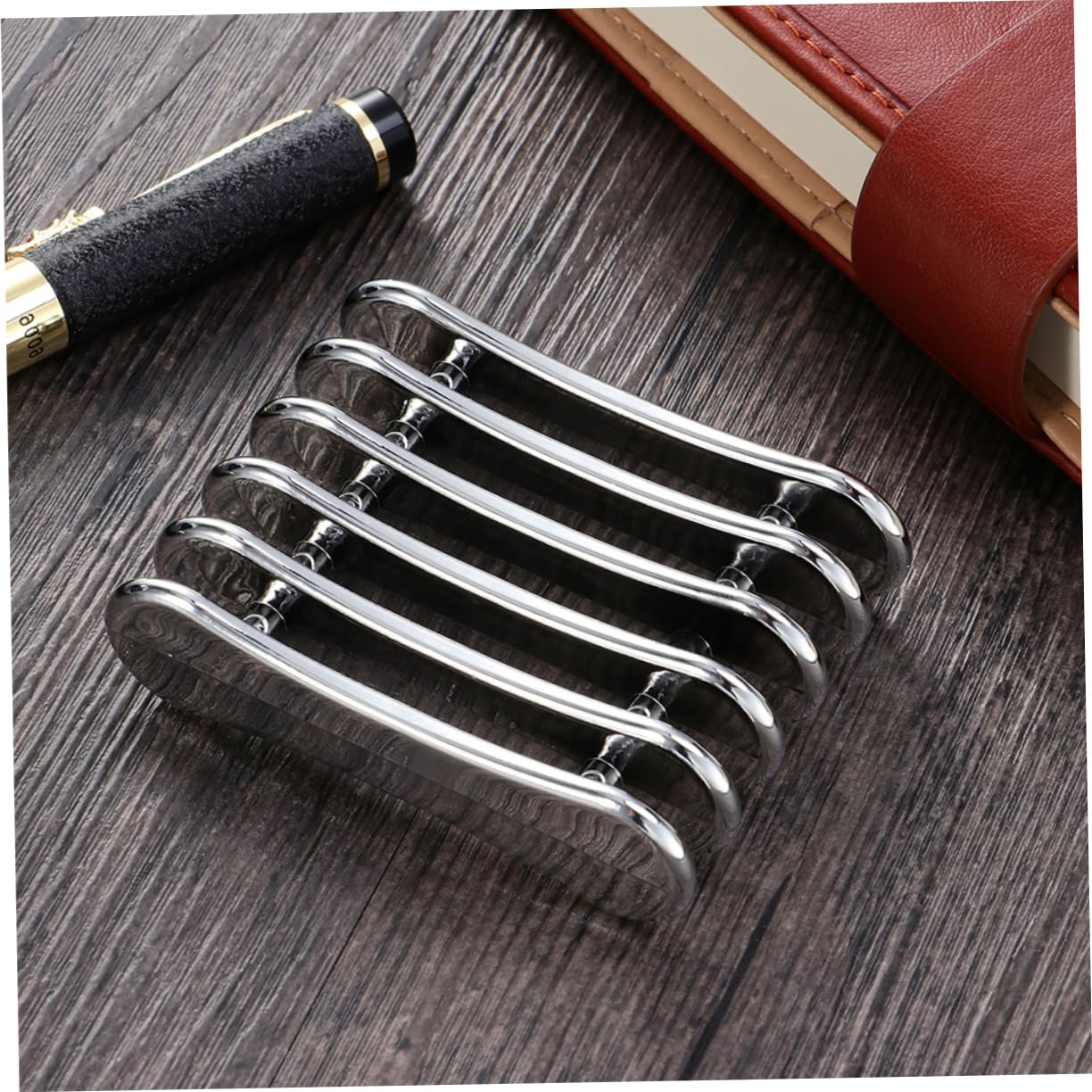 Hemoton Mini Nail Art Pen Holder Stand for Organizing Nail Brushes Uv Gel Pens Compact Metal Holder for 5 Pens 3.07X2.04X0.78 Inches