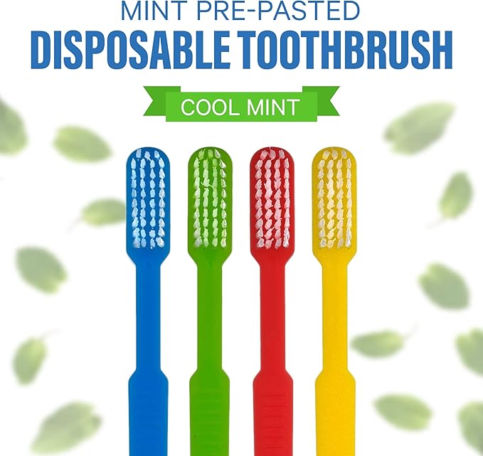 Adult Pre-Pasted Disposable Toothbrushes Individually Wrapped - NO Water Needed | Perfect Cruise Necessity (1000 Pack)