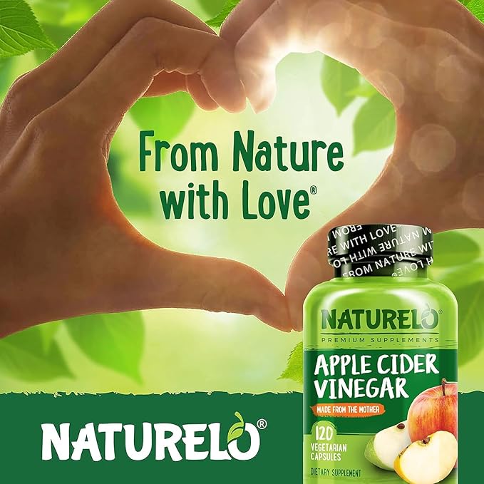 NATURELO Apple Cider Vinegar Capsules - Natural ACV with Mother Supplement for Men & Women for Detox, Cleanse and Weight Management - 120 Vegan Capsules