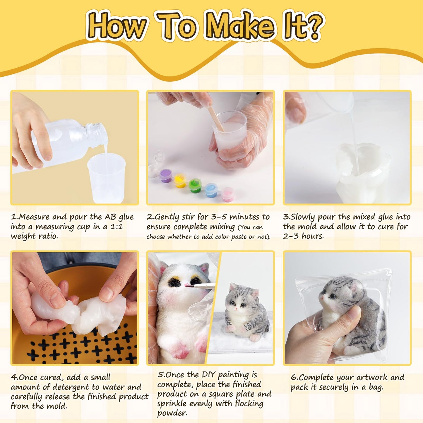 TECMIYO DIY Hand-Painted Squishy Making Kit – 18oz Liquid Silicone Gel for Taba Squishies with Chubby Cat and Cat Paw Molds
