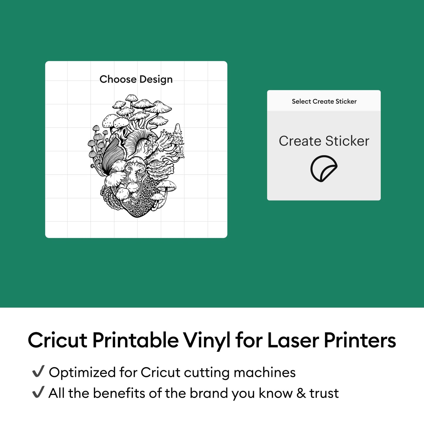 Cricut Vinyl Sticker Paper (25 White Sheets, 8.5x11), Printable Stickers for Laser Printer - Compatible with Cricut Maker, Explore, & Joy Xtra Machines