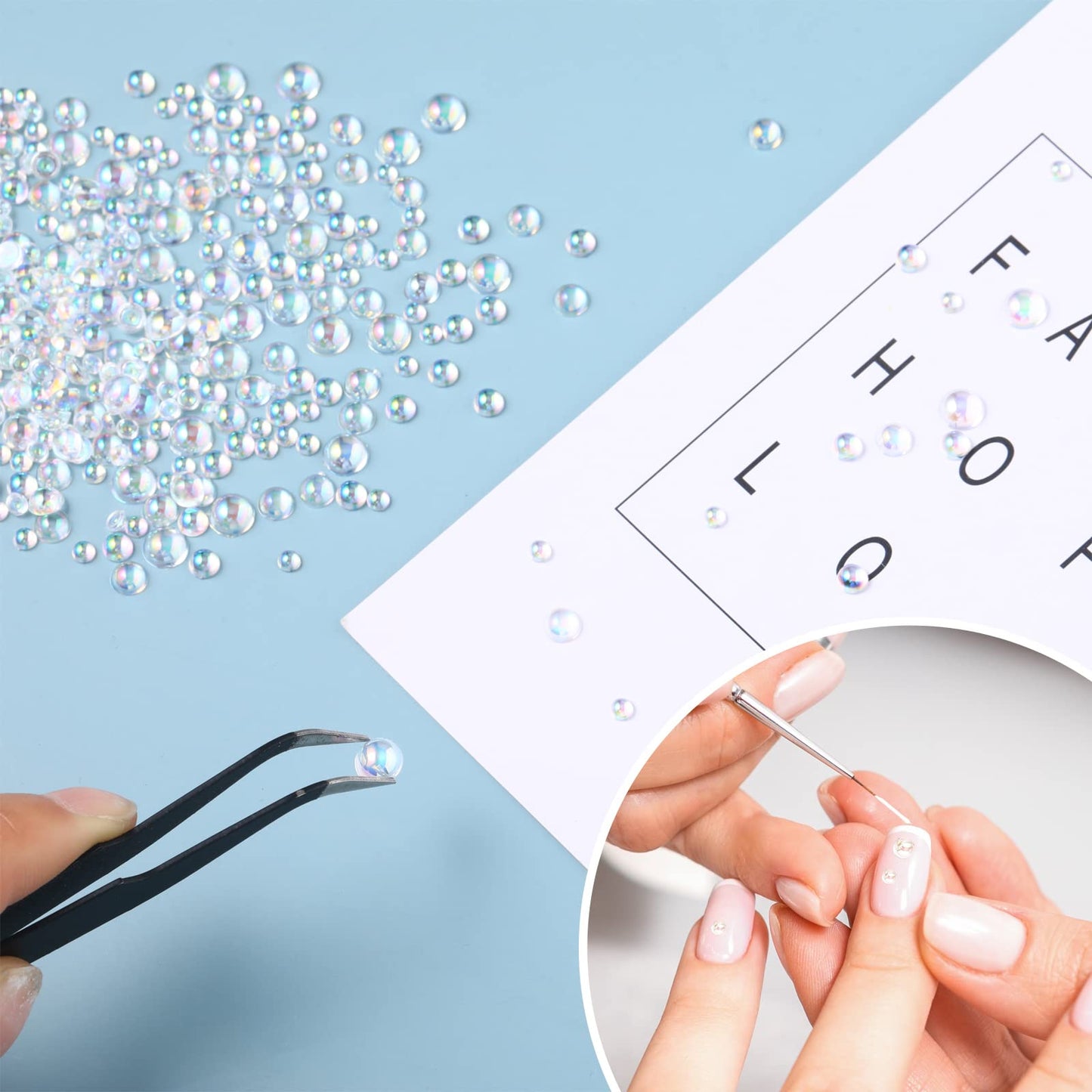 1400 Pieces Dewdrop Water Droplets Embellishments Dewdrop Simulation Round Waterdrop Resin Beads for DIY Scrapbooking Crafts Cell Phone Case Card Making(AB Color)
