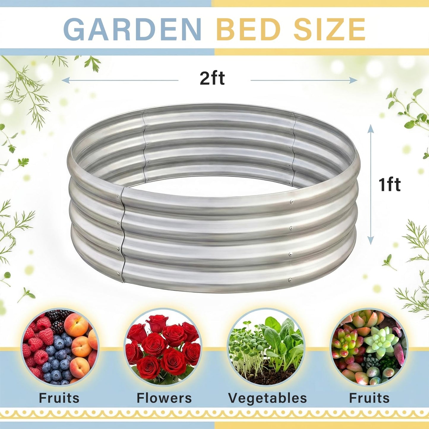 Land Guard 2 Pack 2×2×1ft Galvanized Raised Garden Bed, Planter Raised Garden Beds Outdoor, Round Clearance Raised Garden Beds for Gardening Vegetables……