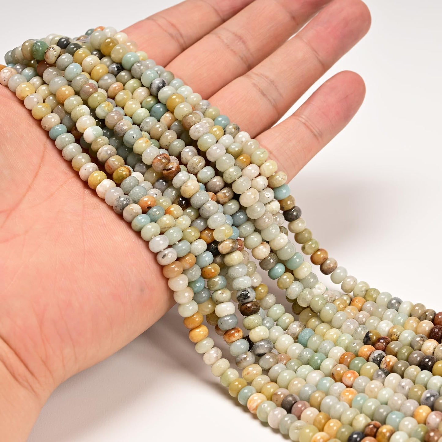 ICAI 4x6mm Natural Rondelle Beads – Loose Gemstone Spacers for DIY Jewelry Making (Color Amazonite)