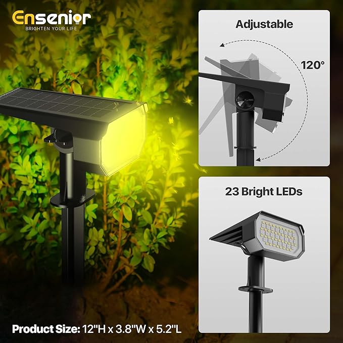 Ensenior Solar Spotlights Outdoor RGB, 7+1 Color Changing Mode Outdoor Landscape Lighting, IP65 Waterproof, Automatic ON/Off Solar Powered Spotlight Halloween Christmas Decorations (10-Pack)