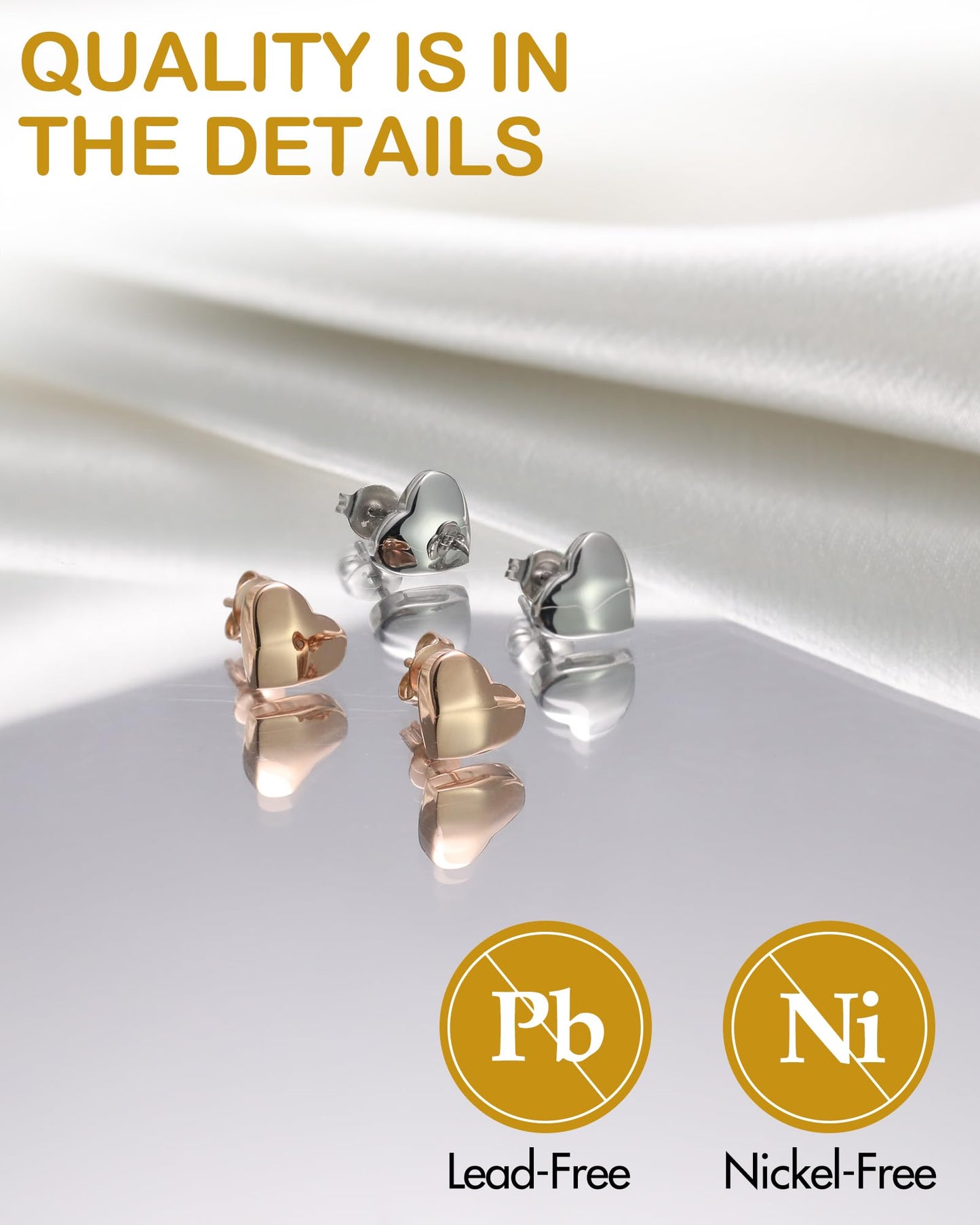 Feraco Magnetic Earrings & Rings for Women, Stud Earrings, Ear Curex with Strong Germanium Magnet, Dainty Heart Shape