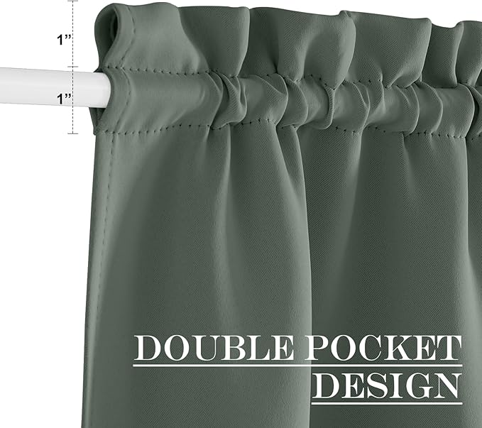NICETOWN French Door Curtain for Door Window, Privacy Thermal Insulated Window Covering for Patio Front Sidelight Panel, W36 x L50 inch, 1 Panel, Dark Mallard