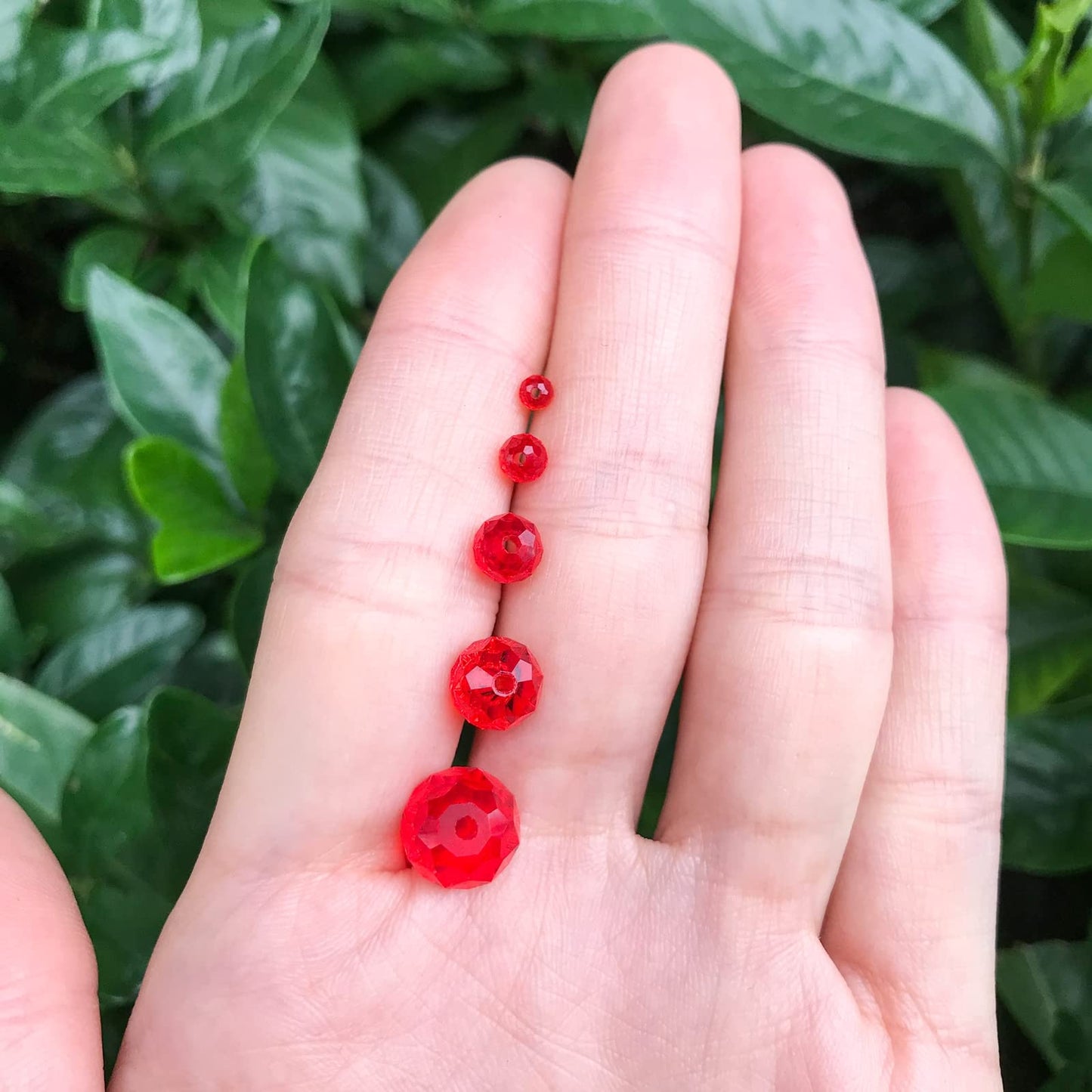 JEBBO 1000pcs Red Glass Beads for Jewelry Making, 2/4/6/8/10mm Assorted Crystal Beads Faceted Briolette Crystal Glass Beads for DIY Craft, Rondelle Spacer Beads for Bracelets Necklaces