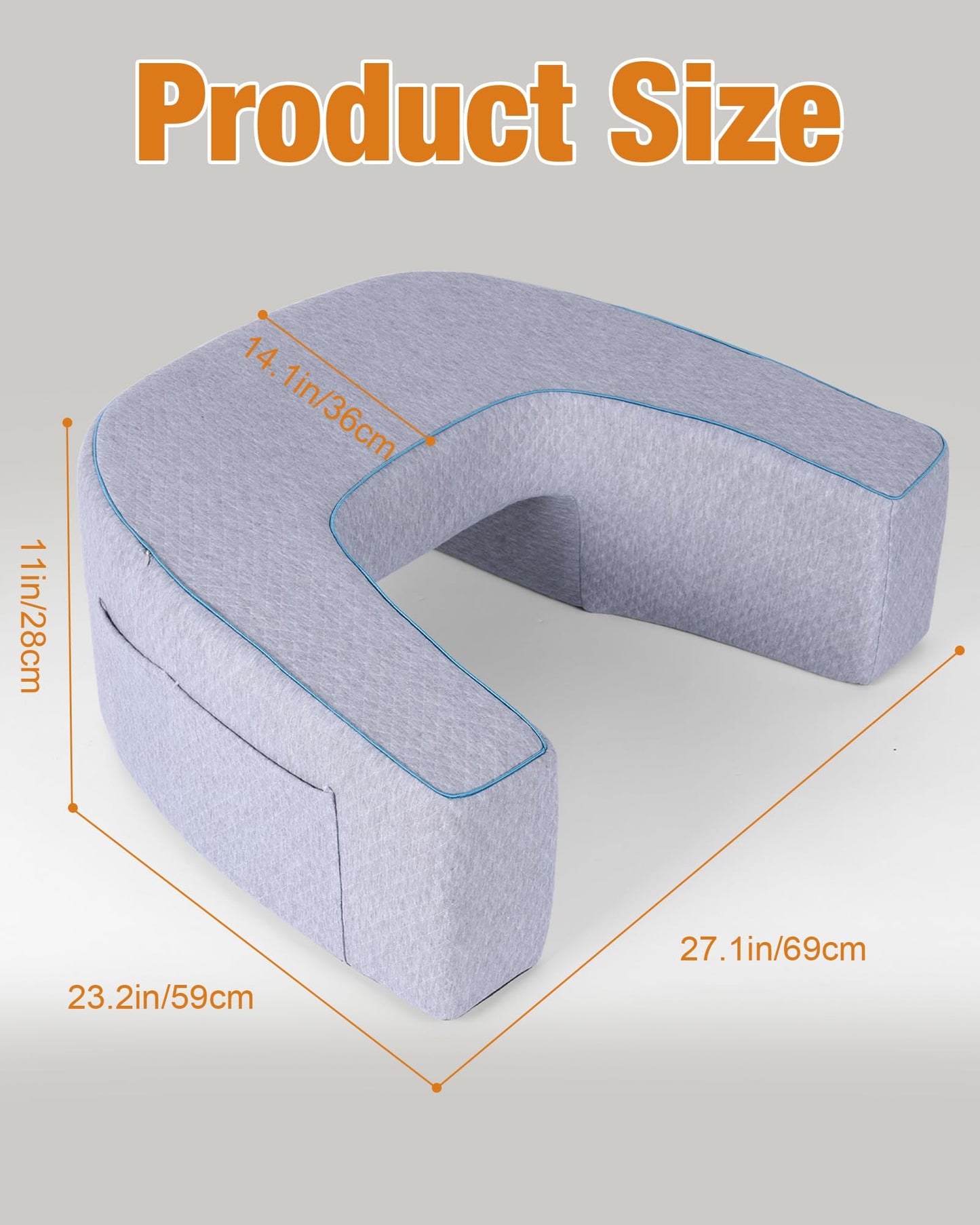ASIEIT Extra Large Reading Pillow for Game, Ergonomic Laptop Pillow for Adults, Memory Foam Lap Desk Gaming Pillow for Reading, Working, Switch Gaming, Crocheting or Sitting in Bed, Floor Sofa