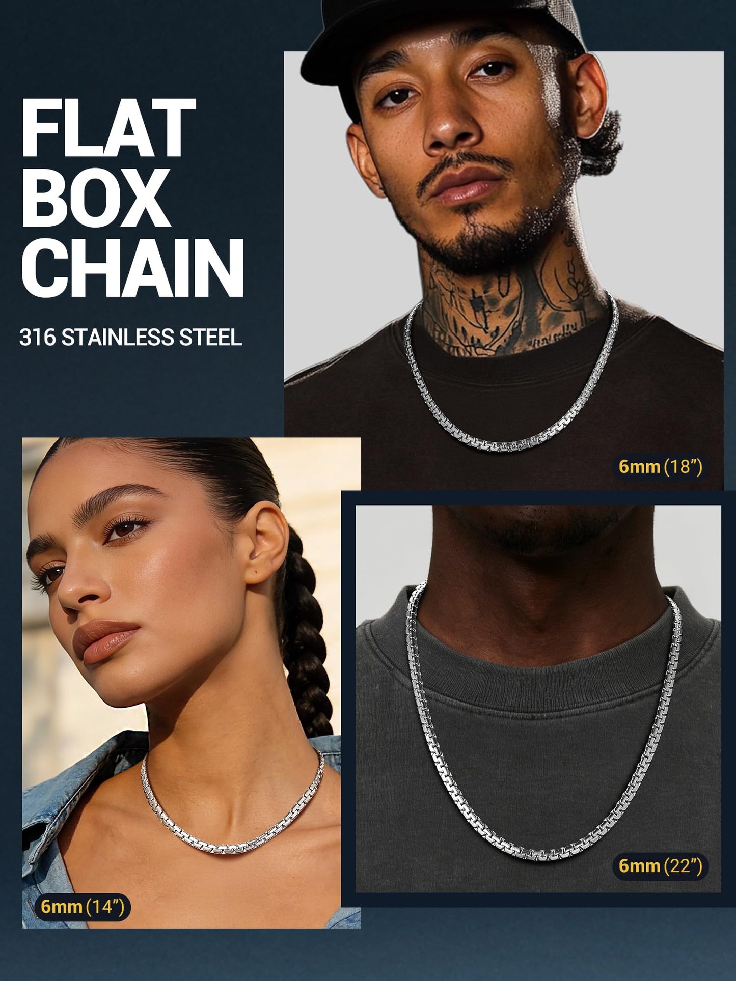 PROSTEEL 20 inch Mens Chain Necklace Necklaces Cool Men Jewelry 316L Stainless Steel Chains