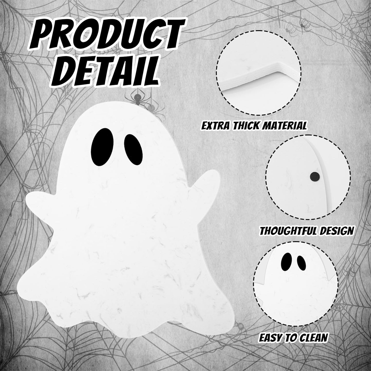 Whaline Halloween Ghost Marble Cheese Board White Ghost Cutting Tray Marble Charcuterie Serving Board for Home Kitchen Party Favors Supplies