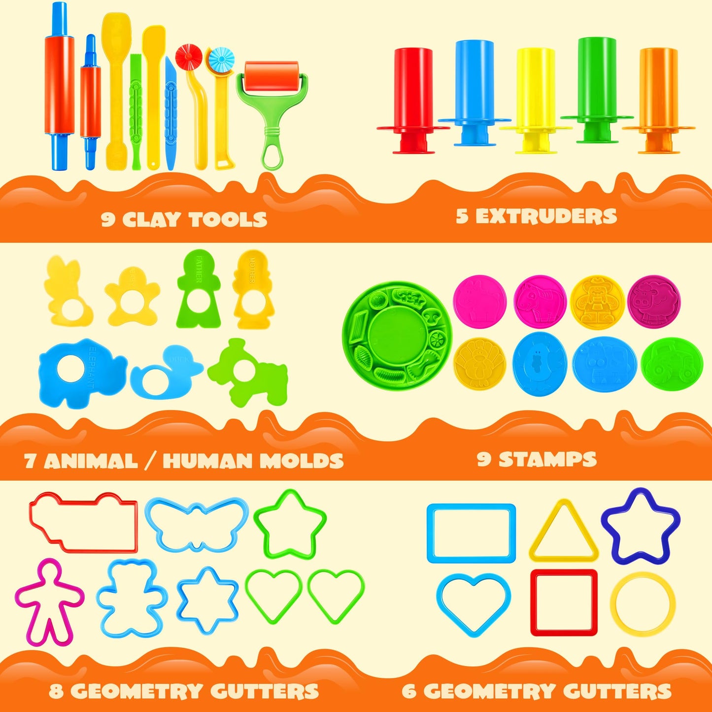 JOYIN 44 Clay Tools Set for Kids, Clay Accessories with Various Plastic Molds, Rolling Pins, Cutters, Gift for Boys Girls