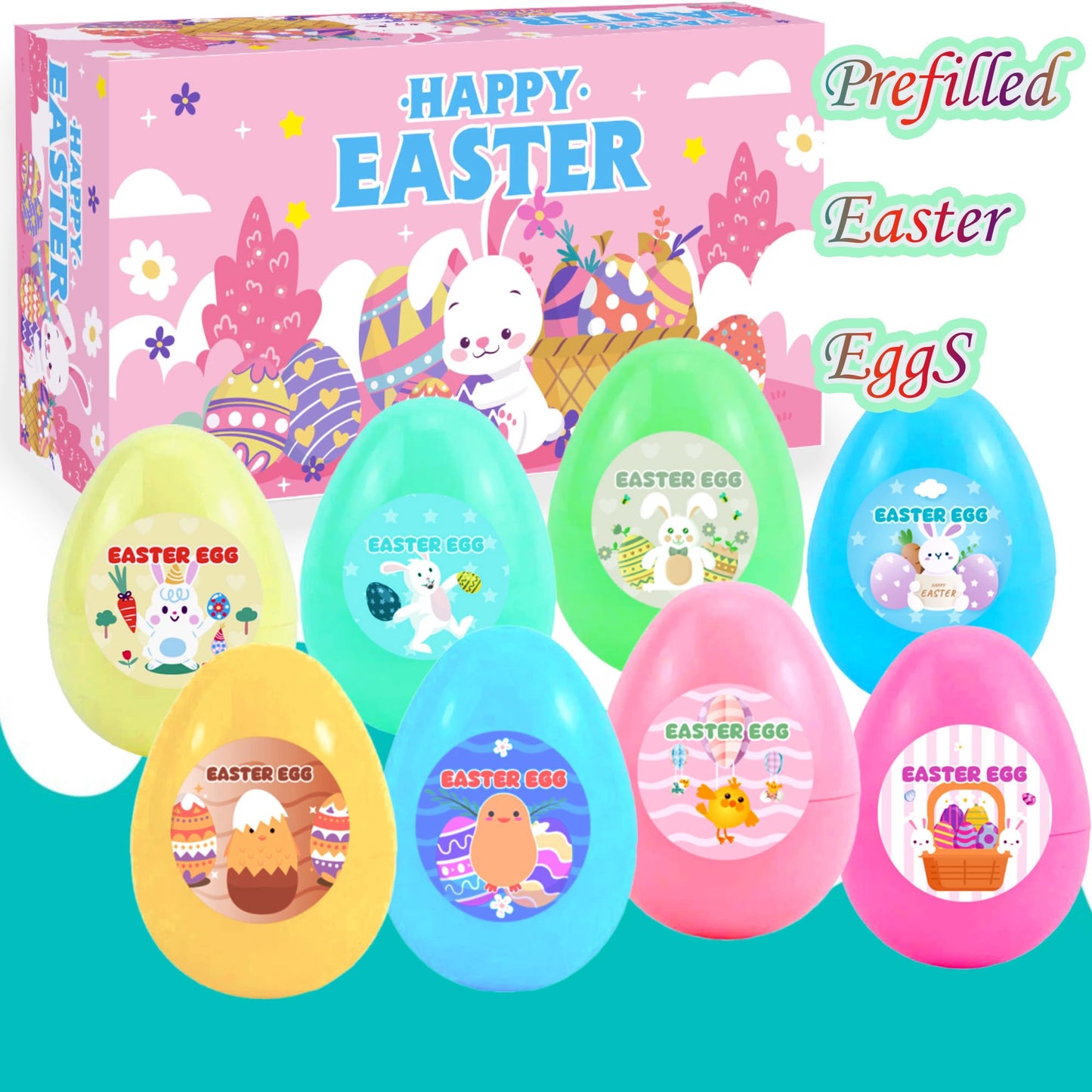 KUALUDJIT 8Pack Butter Slime kit for Kids,Easter Basket Stuffers Party Favors Stretchy and Non-Sticky, Sensory Play Kit and Easter Basket Fillers Slime and Charms - Prefilled Eggs