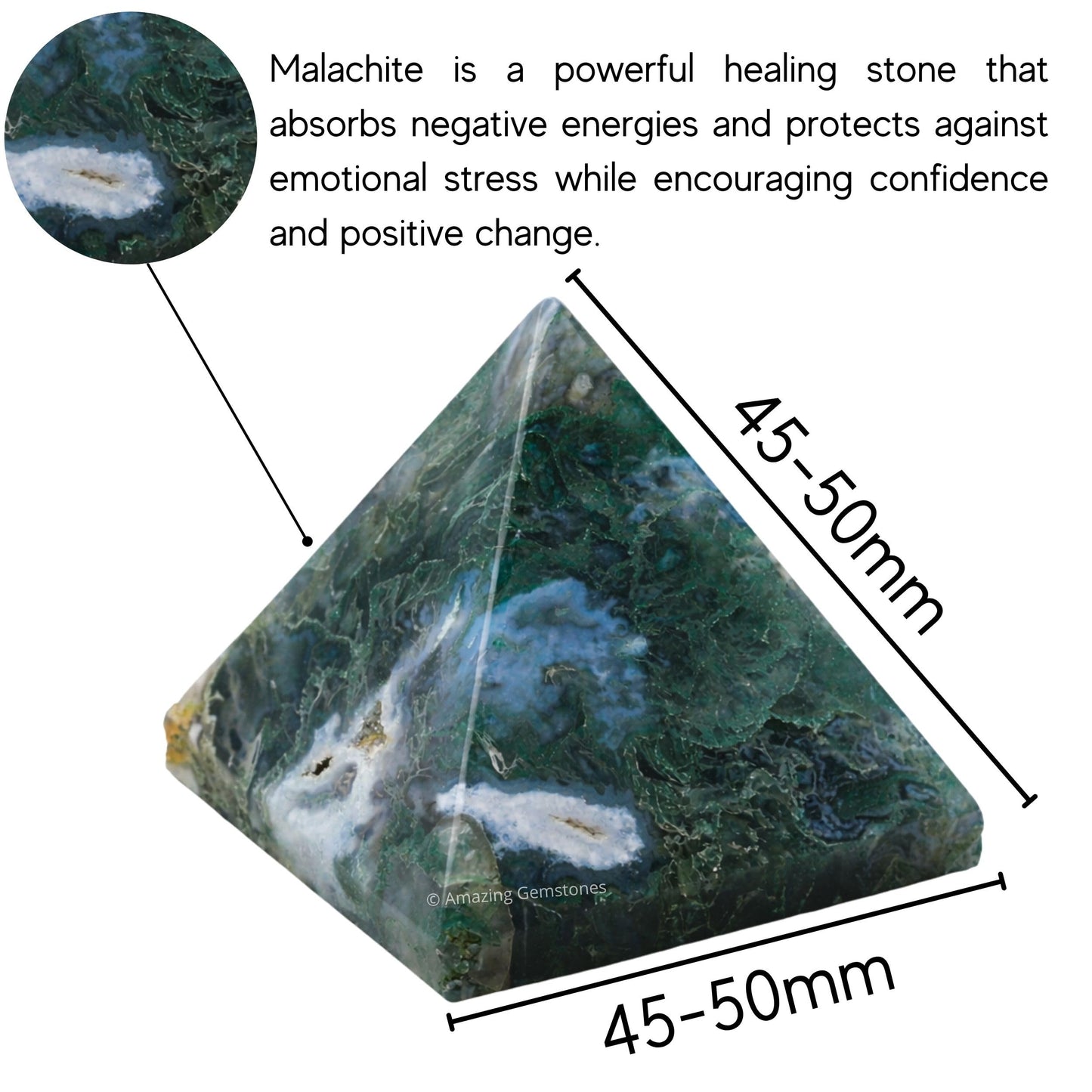 Amazing Gemstone Moss Agate Pyramid Crystal Healing Stones - 2" Great Pyramid Figurine of Natural Stone Pyramid for Meditation, Reiki, Chakra Balancing and Crystal Pyramids Grid