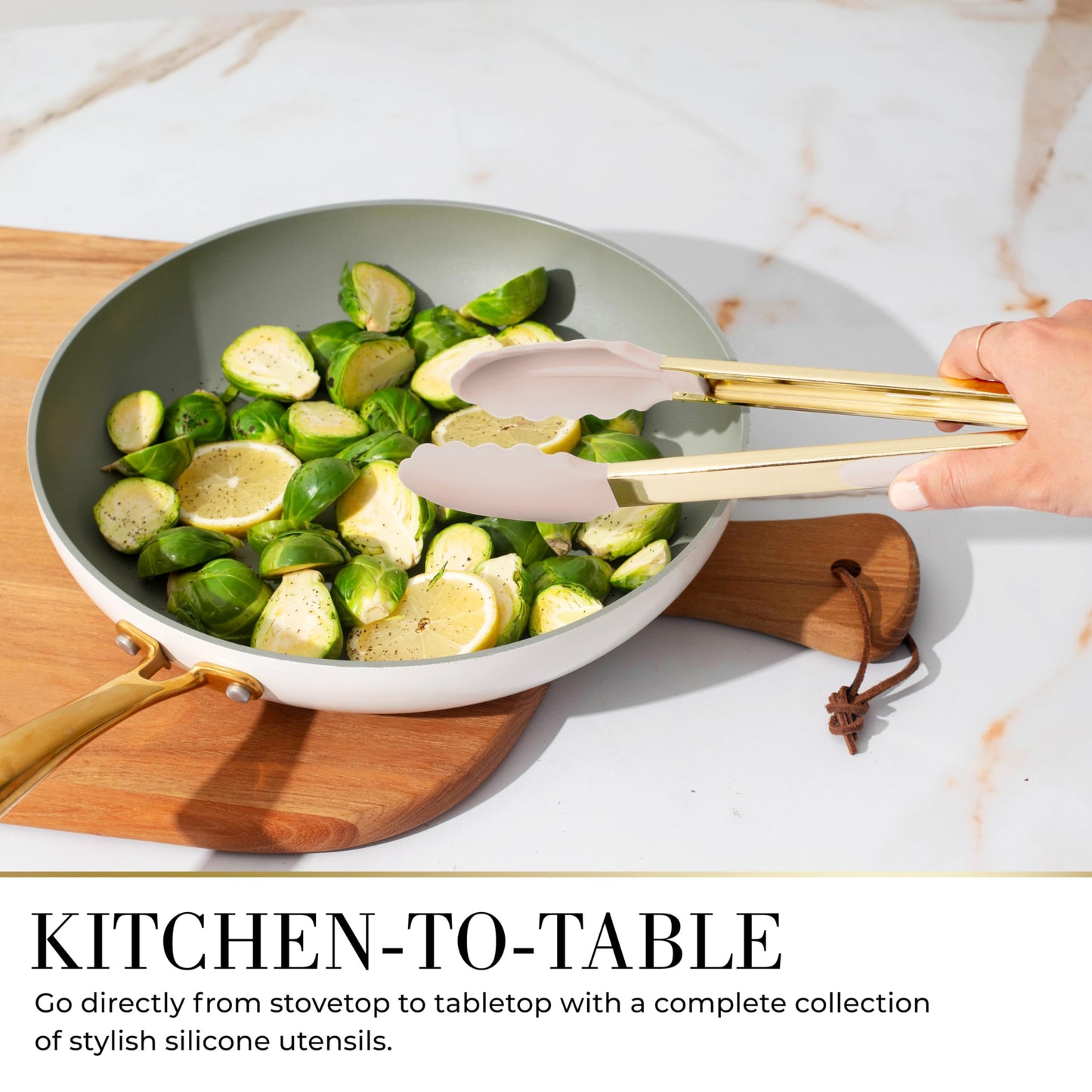 7-Piece Beige & Gold Kitchen Utensils Set – Non-Toxic Silicone & Stainless Steel Tools for Cooking, Serving, & Hosting – Ideal for Nonstick Cookware & Modern Kitchens, with Gold Utensil Holder