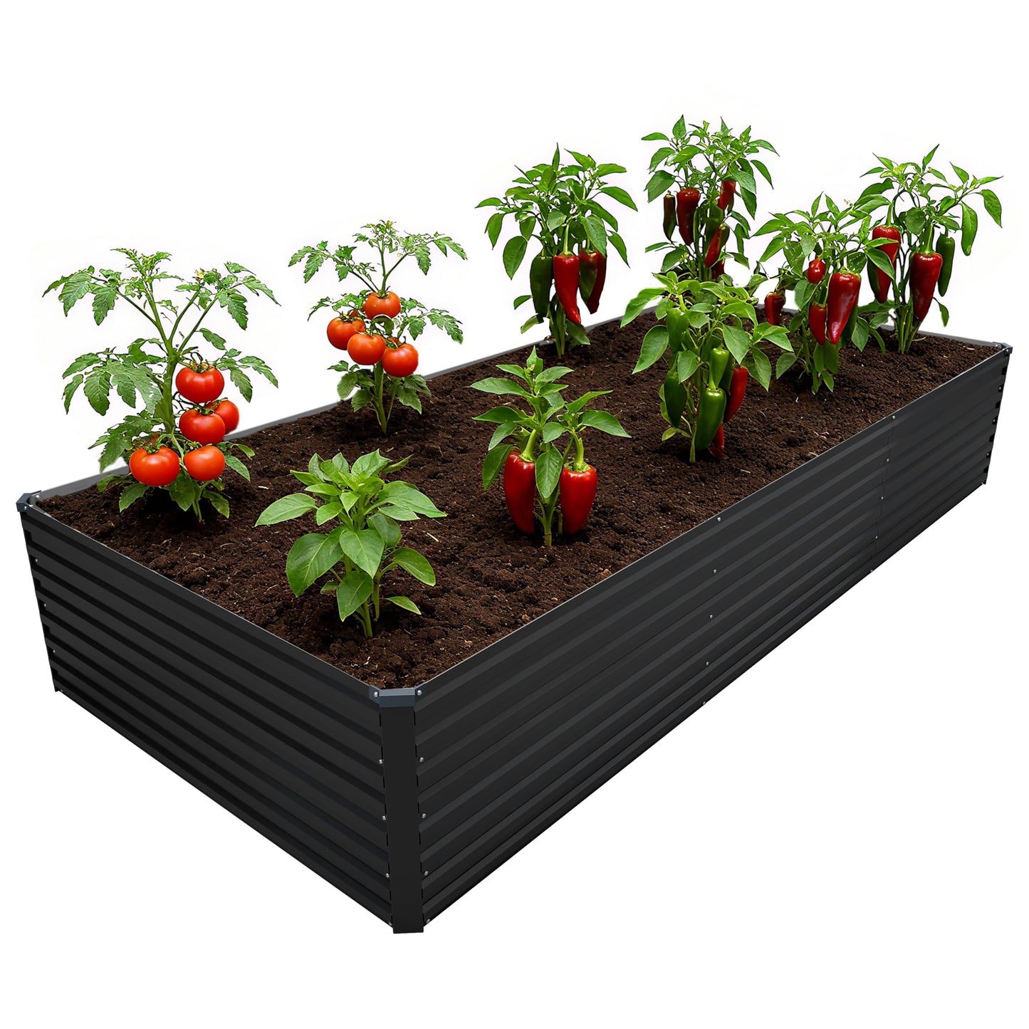 DIIYIV Galvanized Raised Garden Bed Kit Outdoor Patio,12x4x2ft Large Rectangular Metal Planter Boxes,Deep Root Box Planter for Gardening,Vegetables,Flowers,Herbs-Black