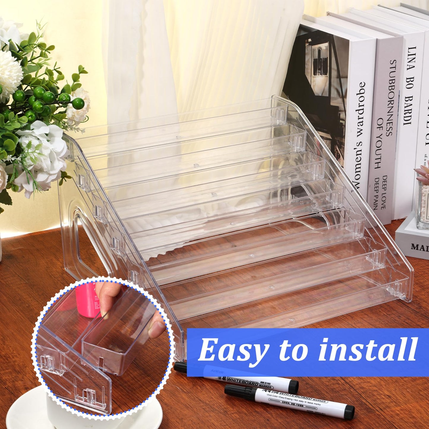 Sibosen 7 Tiers Acrylic Business Card Holder for Desk 21 Slots Acrylic Card Holder Display Premium Cards Stand for Workspace Multiple-Clear Plastic Display Holder for Office Men and Women