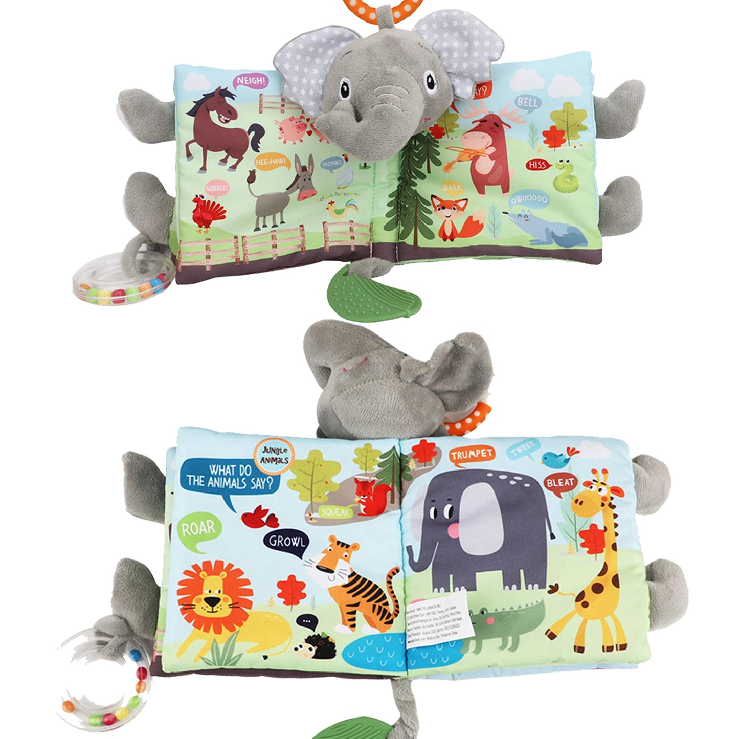 Fish Crinkle Book and Elephant Baby Toy for Babies Infants Toddlers