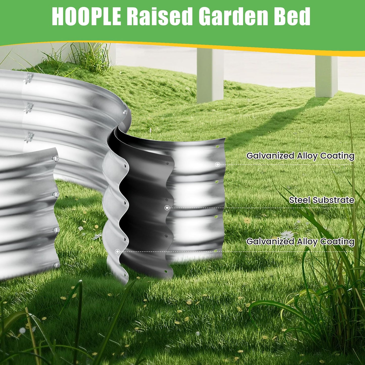 HOOPLE 2 Pack Raised Garden Bed 6x3x1FT, Galvanized Metal Raised Garden Bed Outdoor, Oval Design with Open Base for Better Drainage, Easy Gardening for Vegetables, Flowers & Herbs