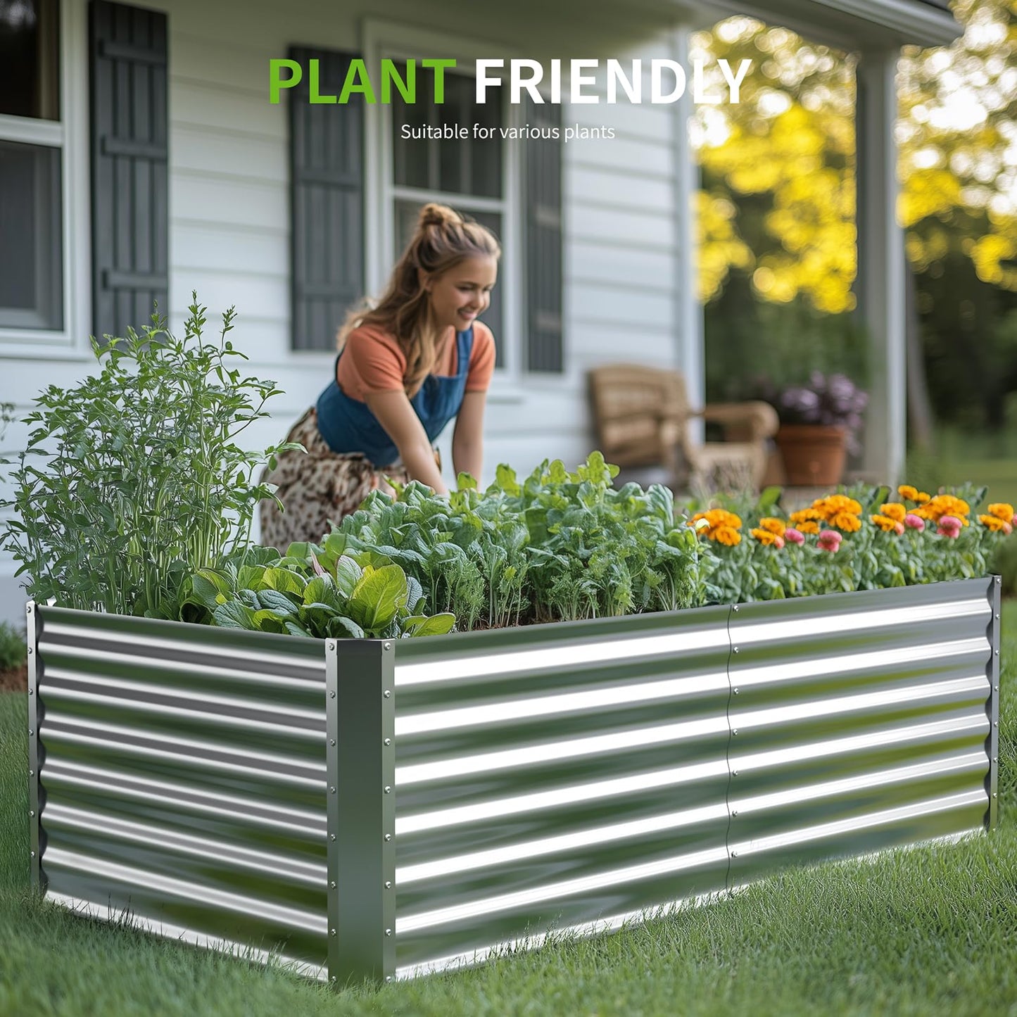 6X3X2ft (1 Pack) Galvanized Raised Garden Bed,Outdoor Courtyard Planter Box Metal Patio Kit Planting Bed for Vegetables Flowers Herb,The material is thickened and not prone to deformation or rust