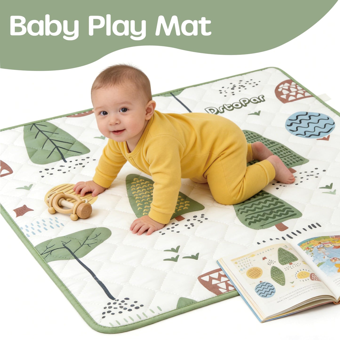 DstoPar Baby Play Mat, 50" x 50" Baby Floor mat, Thick Cushioning Padding Foam Playpen Mat for Babies and Toddlers to Play and Crawl,Non-Slip & Machine Washable