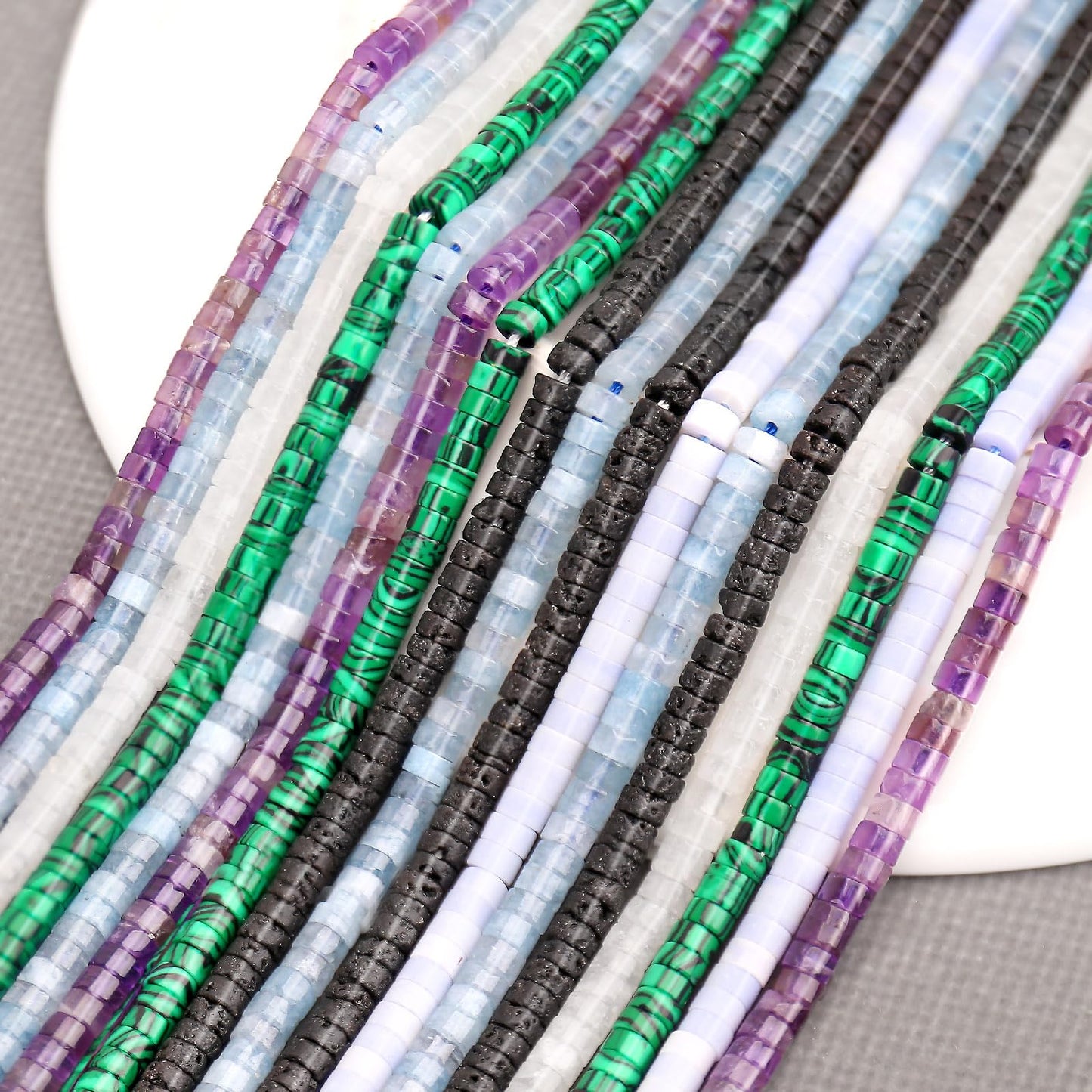 BONNY BOXX 150PCs Natural Amethyst Spacer Beads, Loose Semi Precious Flat Round Gemstone Heishi Disc Stone Beads for Beading Jewelry Making 4mm*2mm