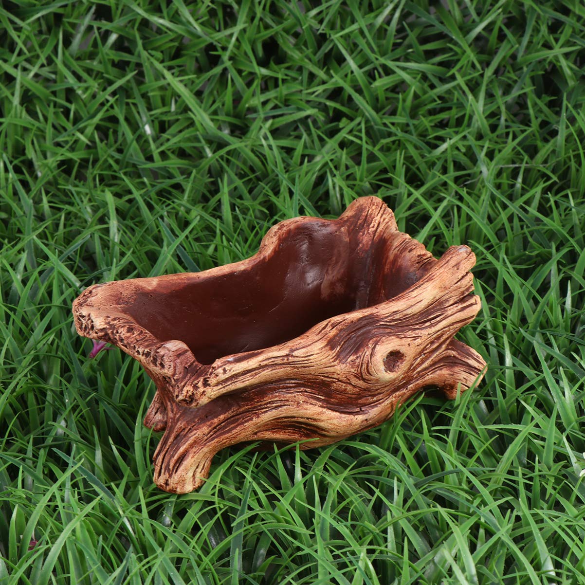 Desk Containers Driftwood Stump Log Concrete Planter Succulent Pot Flower Plant Pot Container for Indoor Outdoor Patio Decoration Brown Ornament Container
