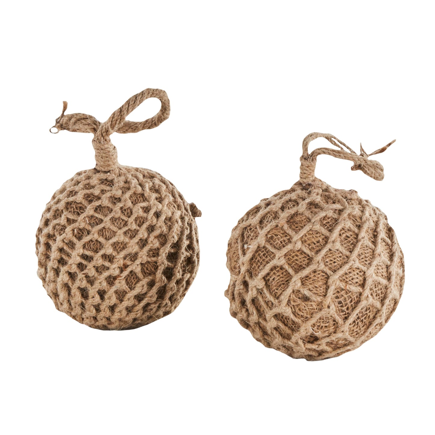 Deco 79 Cement Stone Knot Handmade Decorative Sculpture Woven Layered Orb Home Decor Statues with Handles, Set of 2 Accent Figurines 5"W, 6"H, Brown