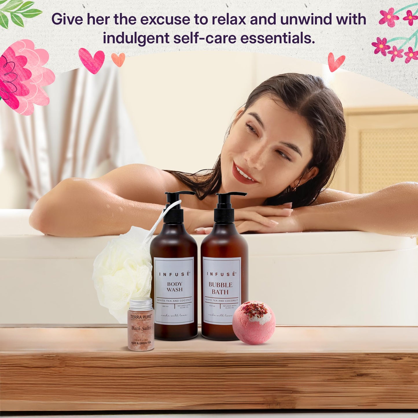 INFUSÉ 17-Piece Spa Gift Box for Women | Mother’s Day & Graduation Gift | Eye Mask, Candle, Robe, Loofa, Bath Bombs, Face Masks, Bubble Bath, Lotion, Body Wash, Bath Salt, Shampoo, Conditioner & Socks