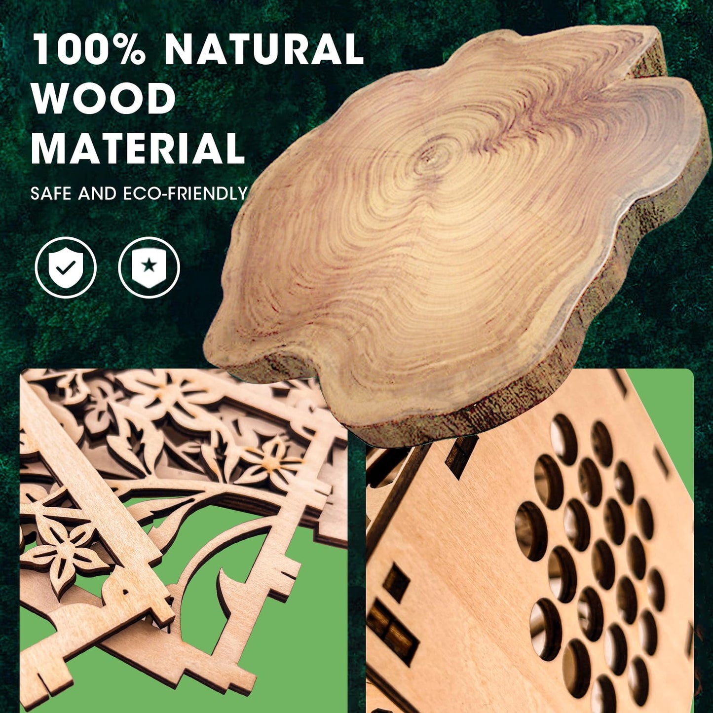 Wooden Vase for Lego Flowers, Display Stand for Lego Flower, Cool Artistic Carving Vase with Hollow Flower Pattern for Flower Lovers (Wood)