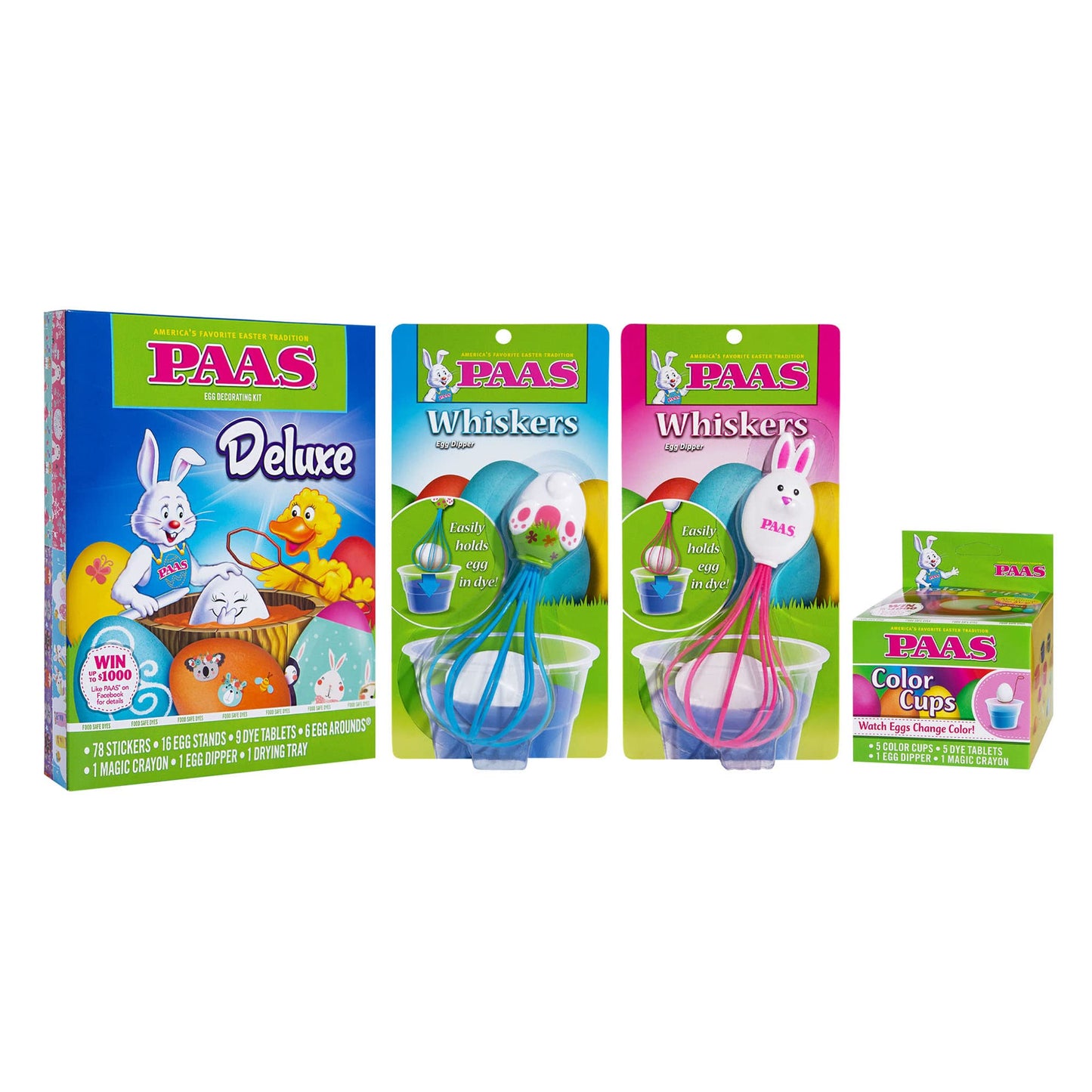 PAAS Deluxe Egg Decorating Kit Bundle Includes Deluxe Kit, 2 Egg Dippers, 5 Color Cups 1 ea