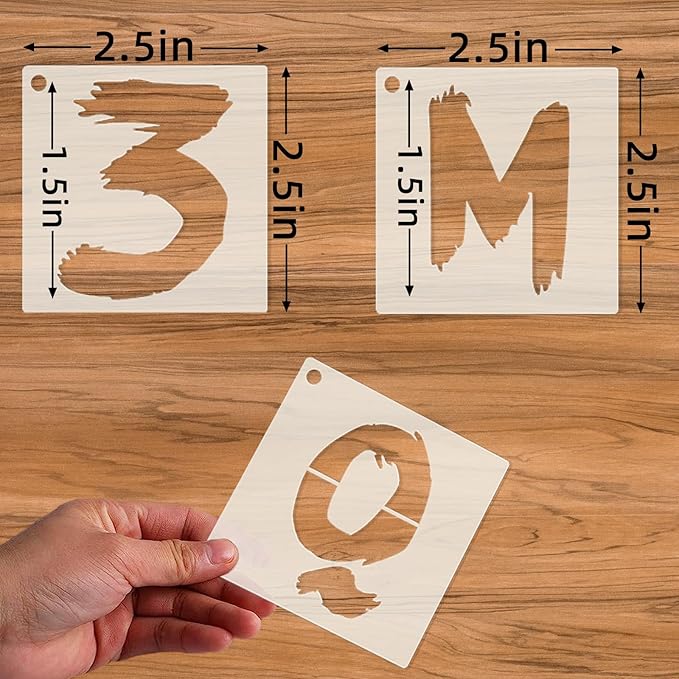 36Pc Multi-Purpose Letter Stencils - Numbers & Alphabet Stencils for Painting, Spray Painting, Wood, Wall, Fabric, Rock, Chalkboard, Signage (1.5 Inch, Cursive)