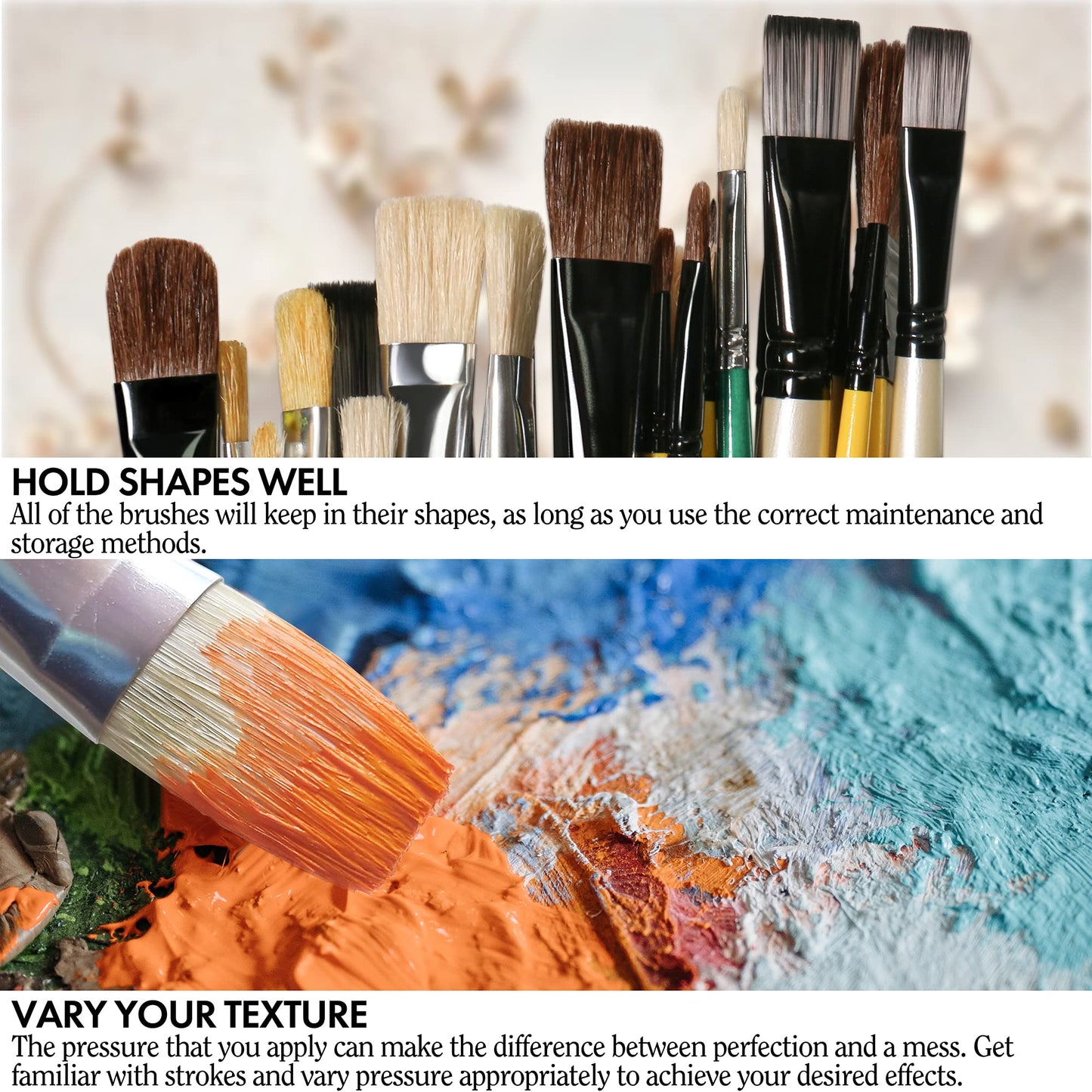 ARTIFY 10 Pieces Paint Brush Set, Intermediate Series, Includes a Carrying Case, Premium Hog Bristle Brushes for Acrylic and Oil Painting (Green - Hog Bristle)
